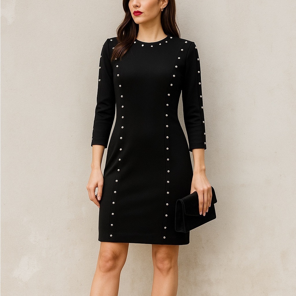 Michael Kors Black Studded Sheath sexy dress Size 6 - Picture 2 of 6